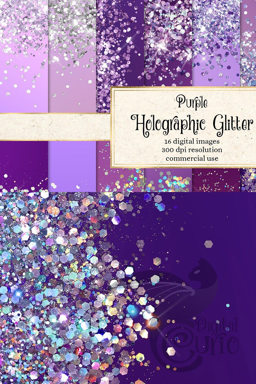 Holographic Glitter Backgrounds pinterest preview image.