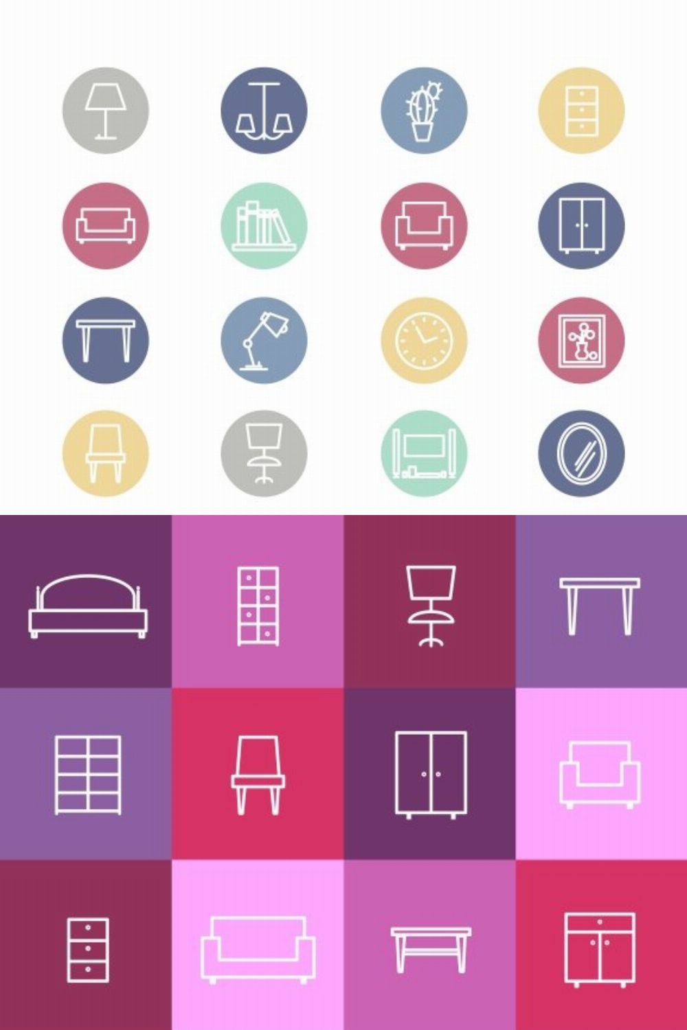 Home furniture line icons pinterest preview image.