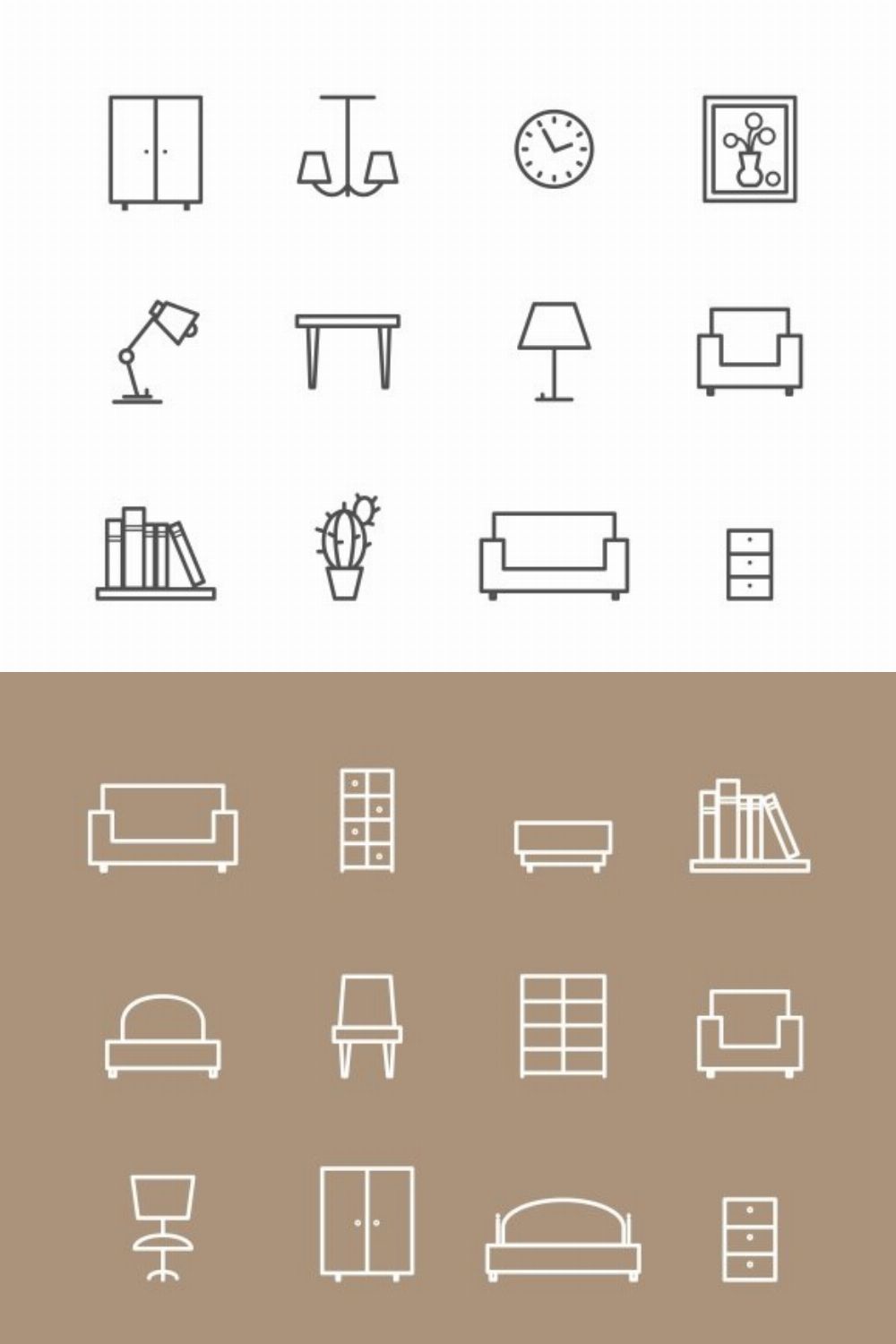 Home related furniture icons pinterest preview image.