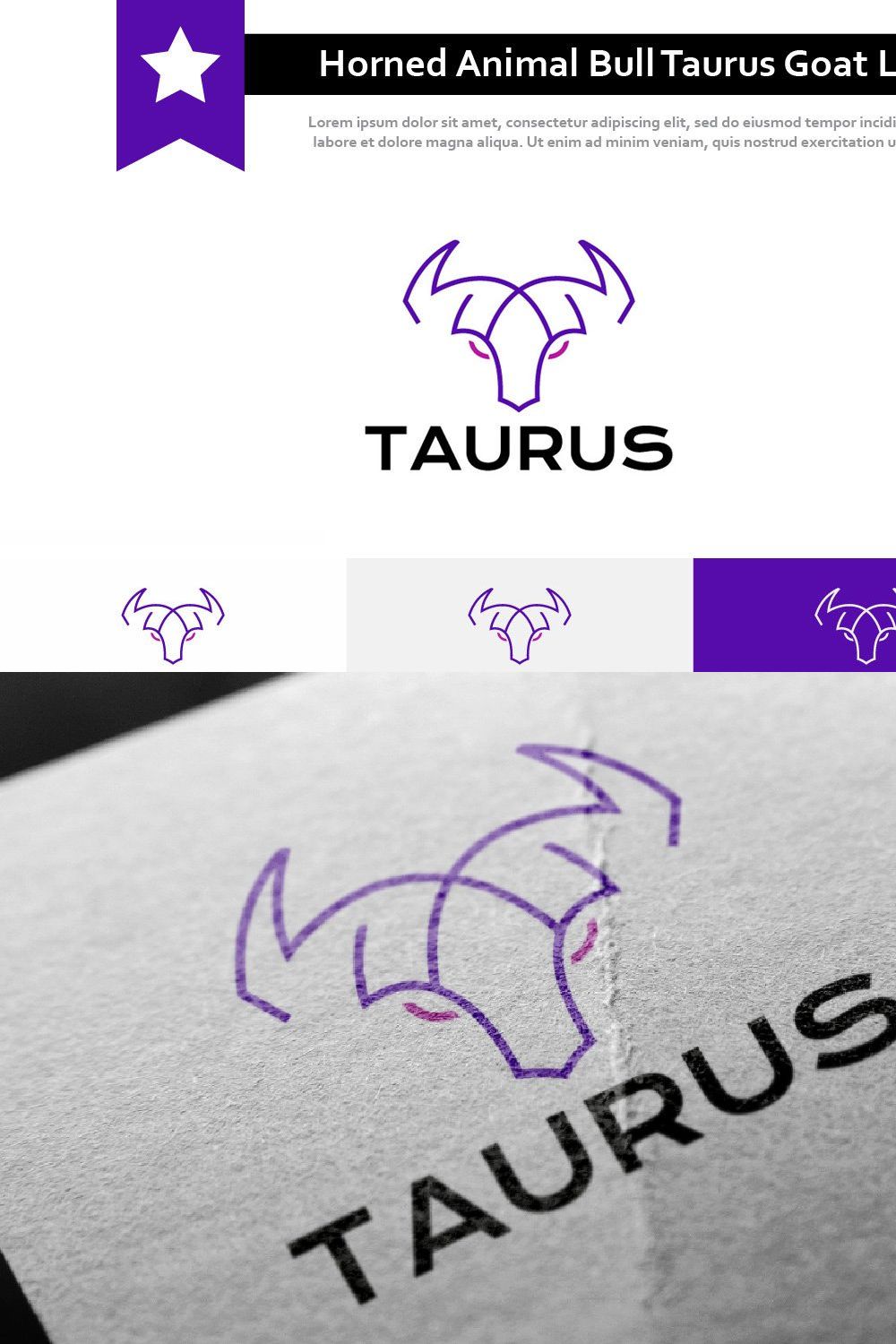 Horned Animal Bull Taurus Goat Logo pinterest preview image.