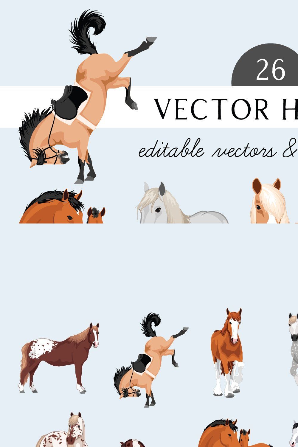 Horse Art Vector Equestrian Rodeo pinterest preview image.