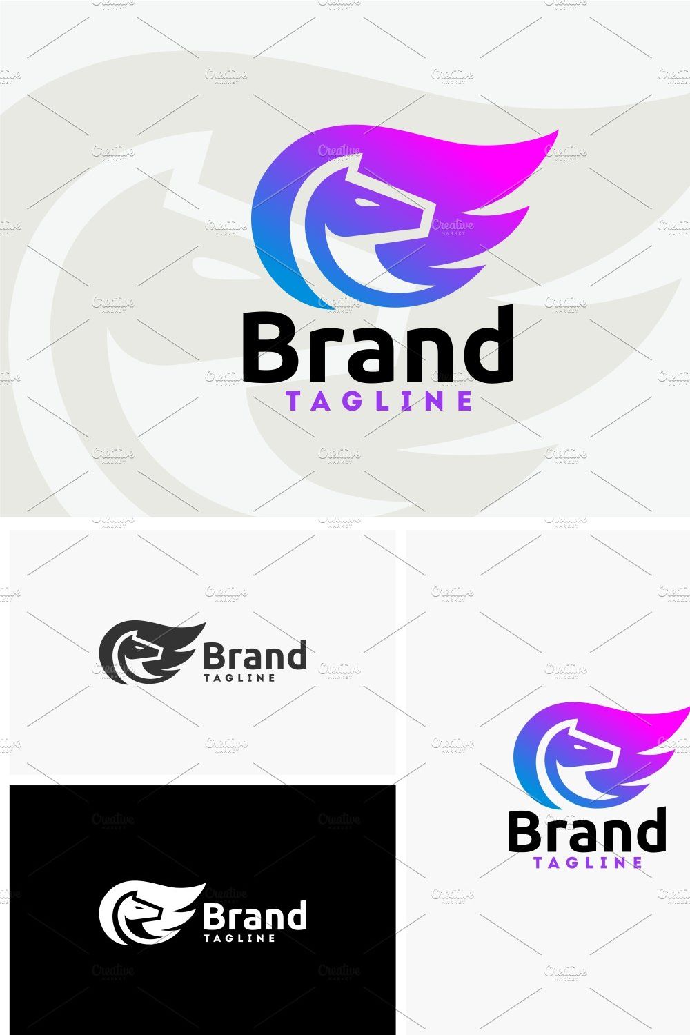 Horse Logo Template pinterest preview image.