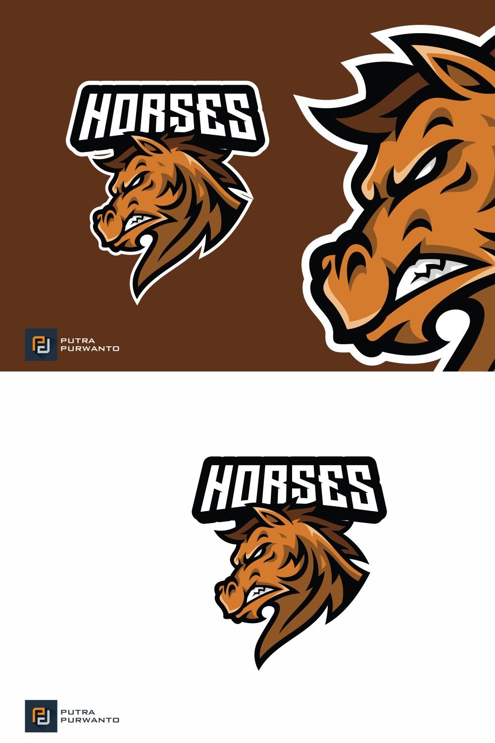 Horse Mascot Esport Logo Design pinterest preview image.