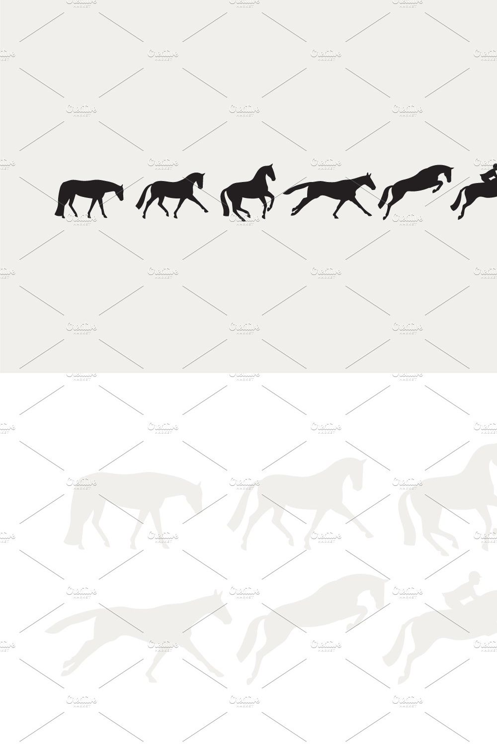 Horse Silhouette Vector Drawings pinterest preview image.