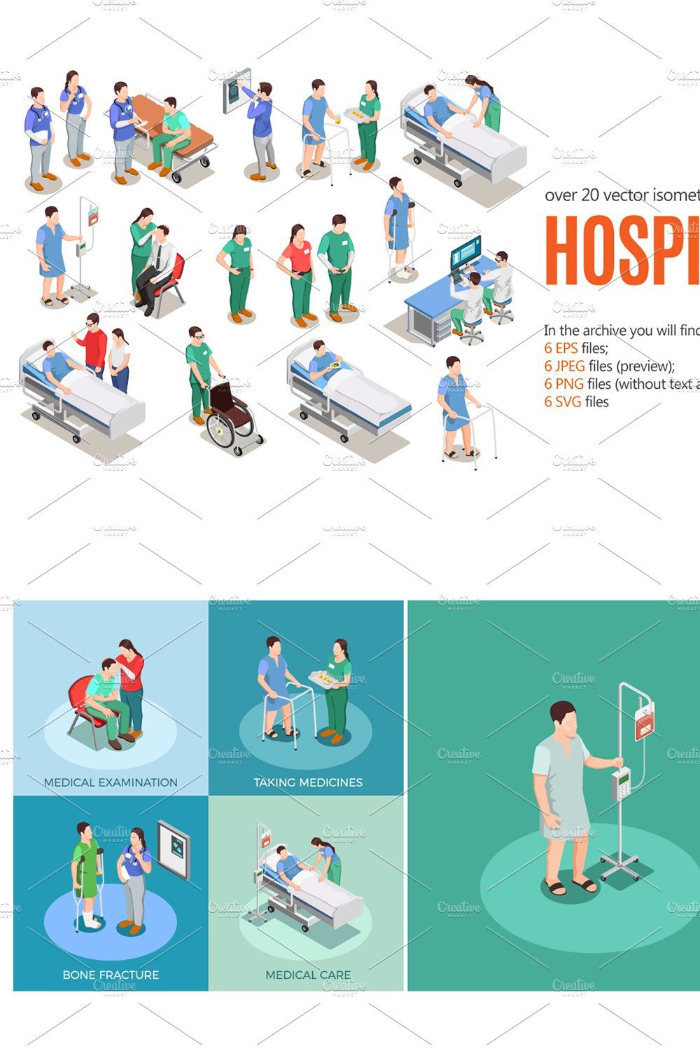 Hospital Isometric Set pinterest preview image.