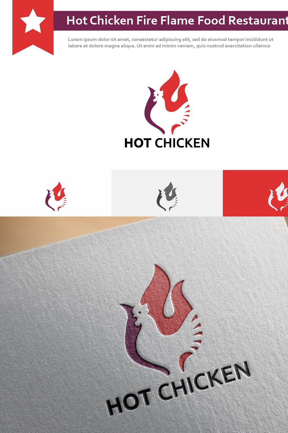 Hot Chicken Fire Grilled Food Logo pinterest preview image.