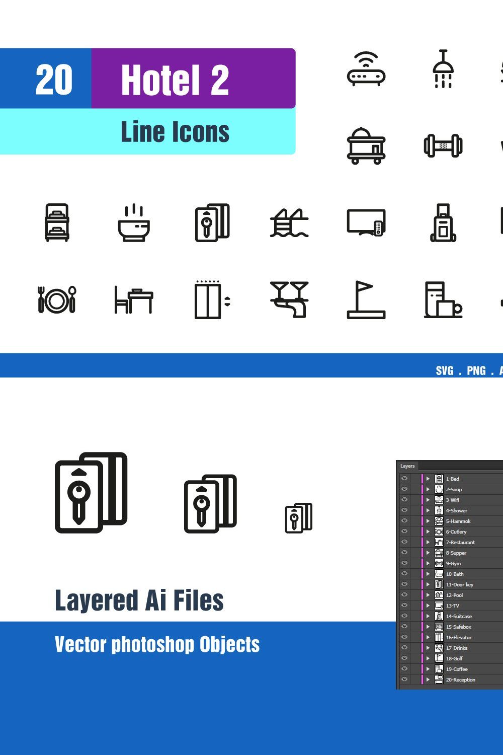 Hotel Icons #2 pinterest preview image.