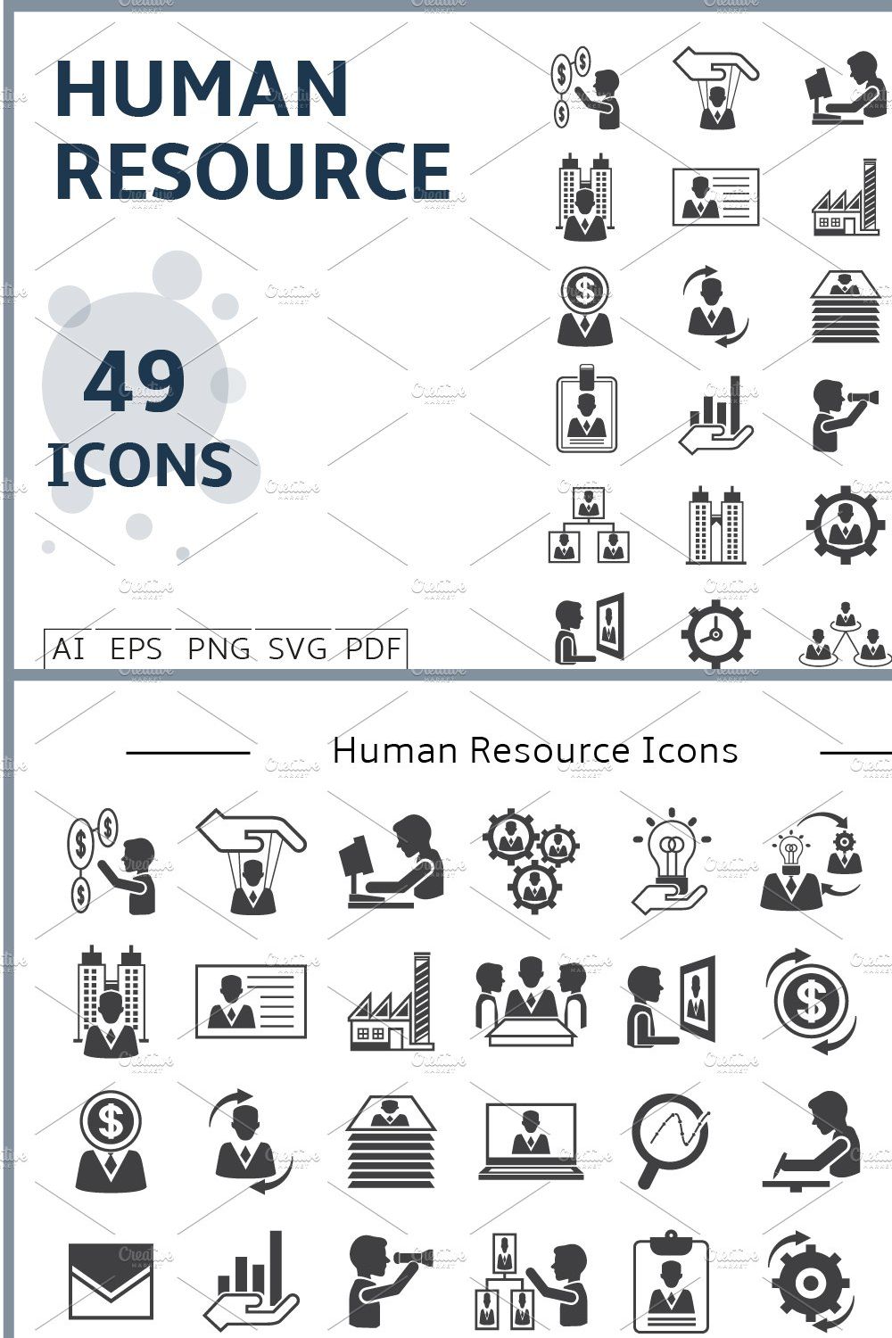 Human Resource Icons Set pinterest preview image.