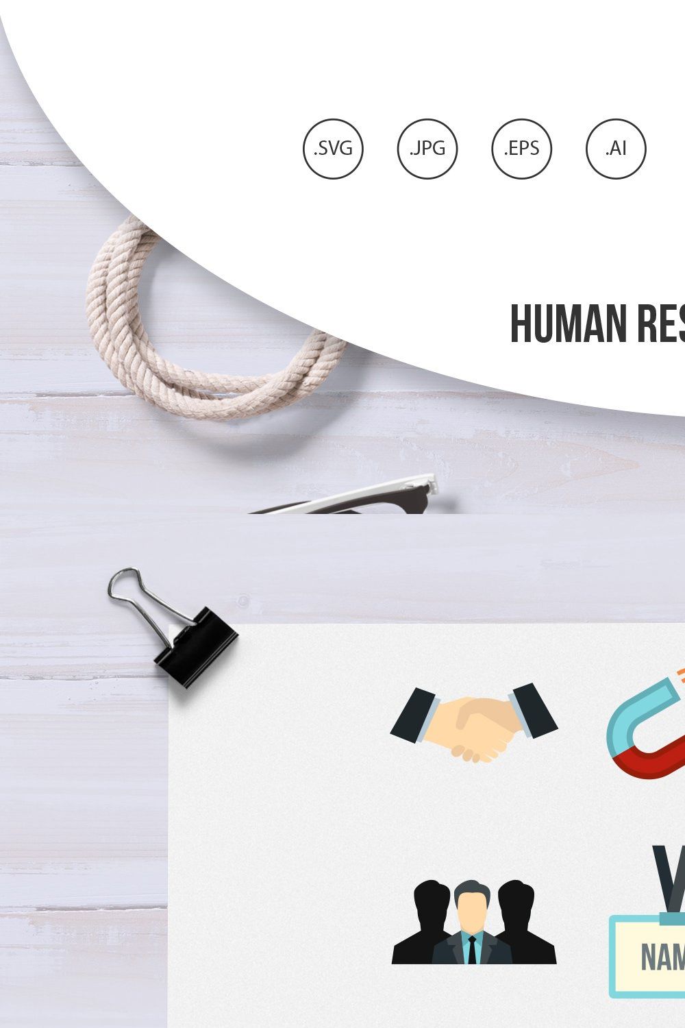 Human resource management icons set pinterest preview image.
