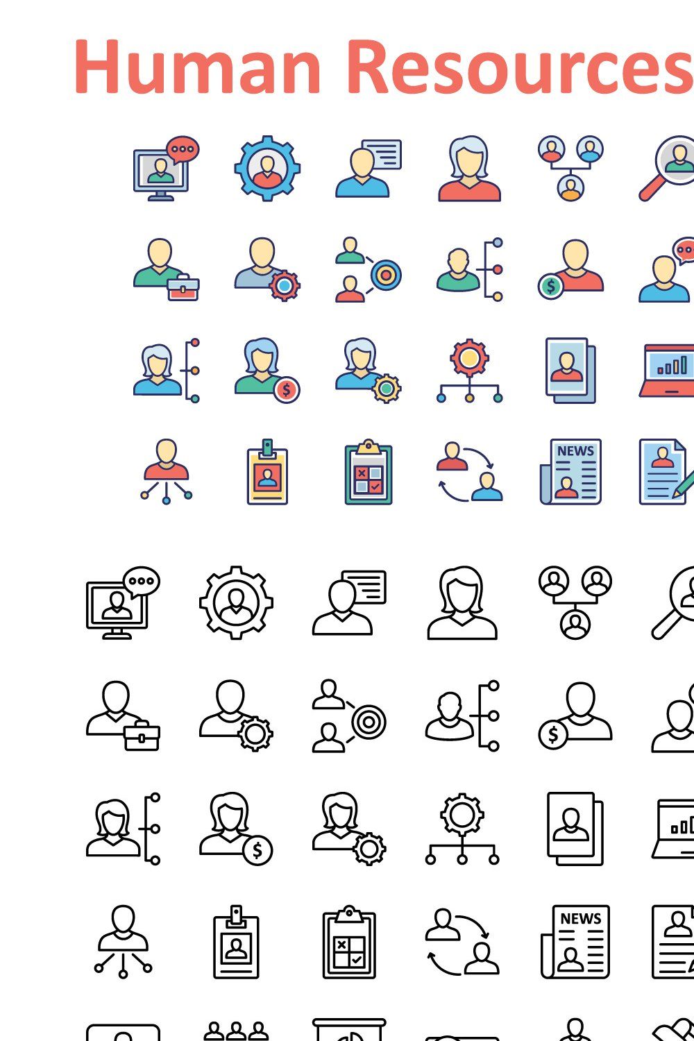Human Resources Vector Icons pinterest preview image.
