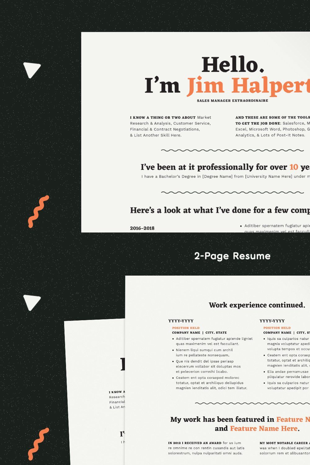 Human-Voiced Resume CV Template pinterest preview image.