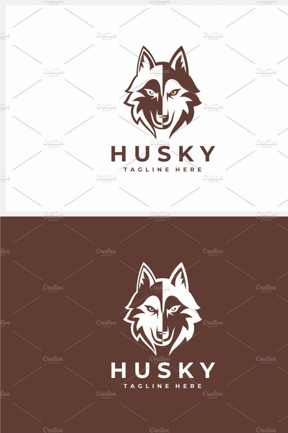 Husky Logo Template pinterest preview image.