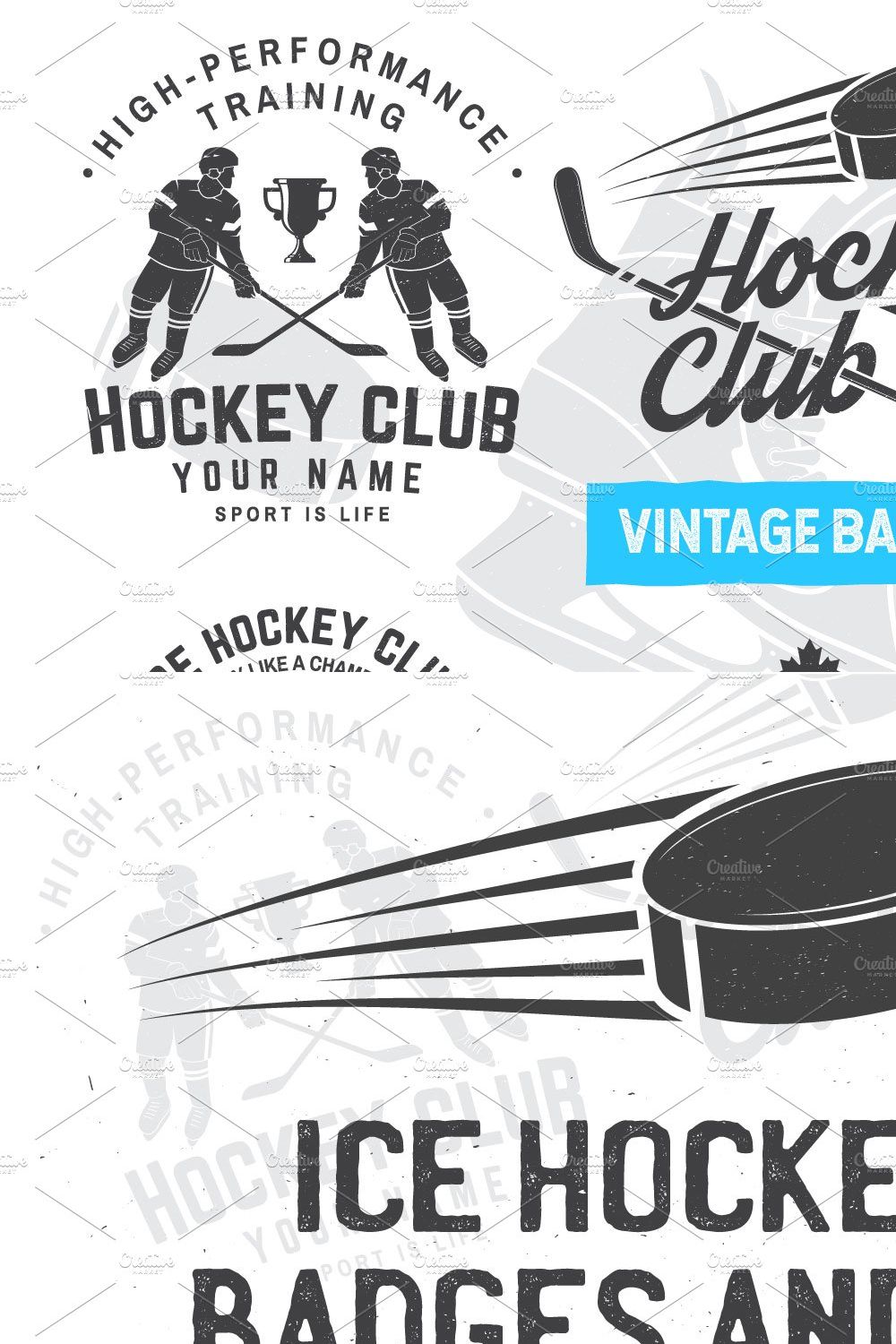 Ice Hockey Club Badges and Labels pinterest preview image.