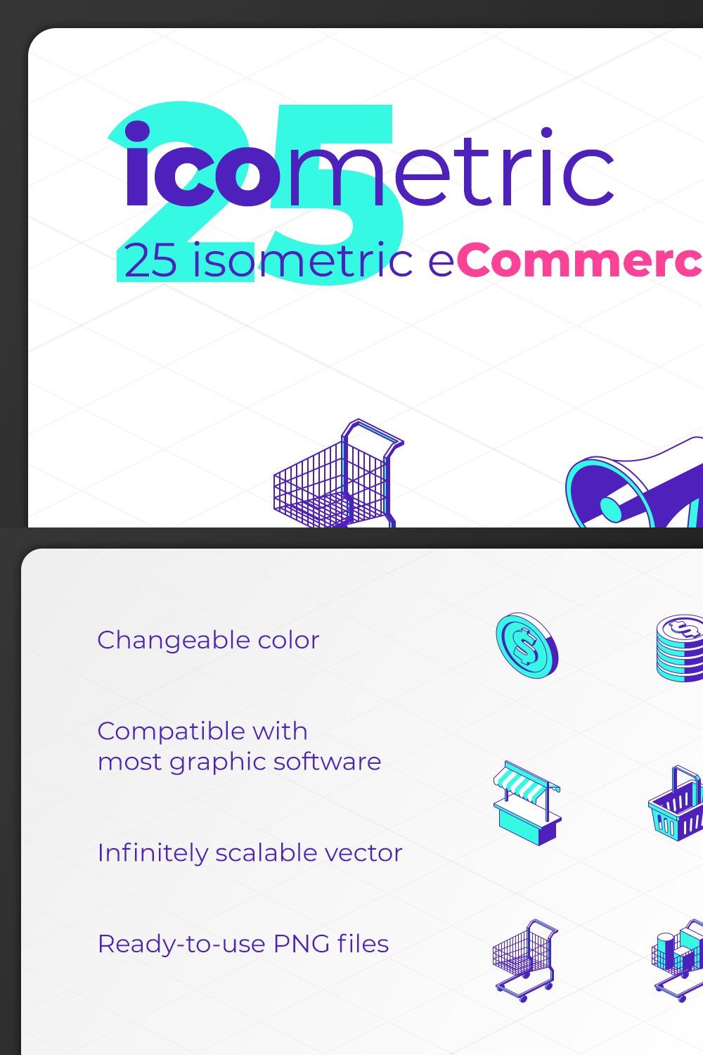 Icometric - eCommerce Icons pinterest preview image.