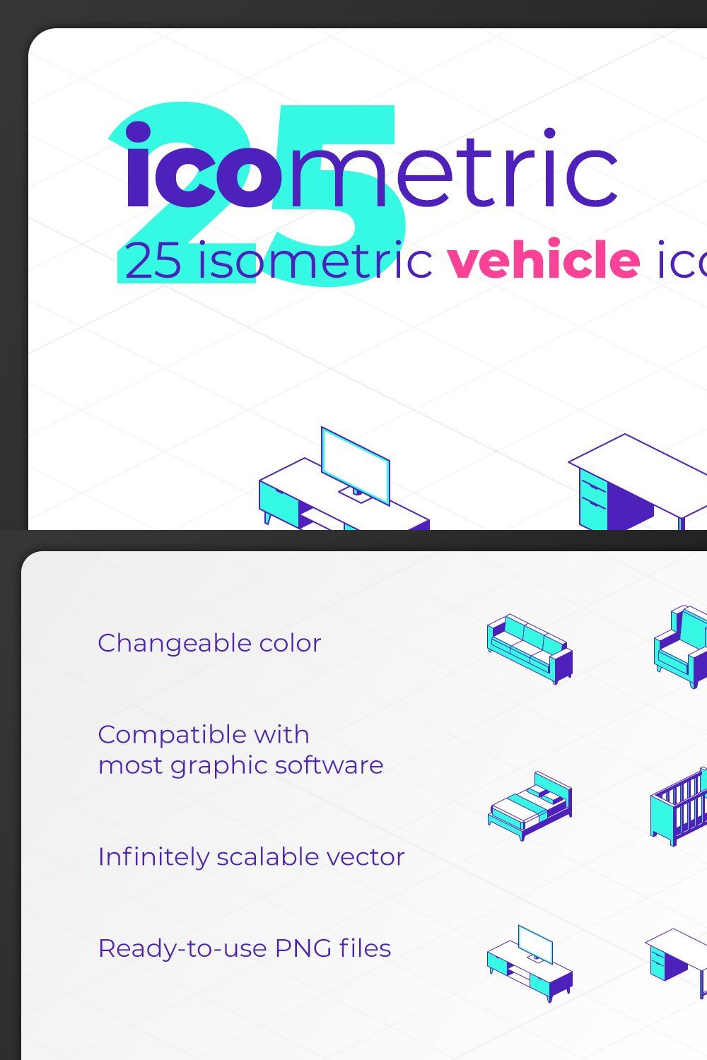 Icometric - Furniture Icons pinterest preview image.