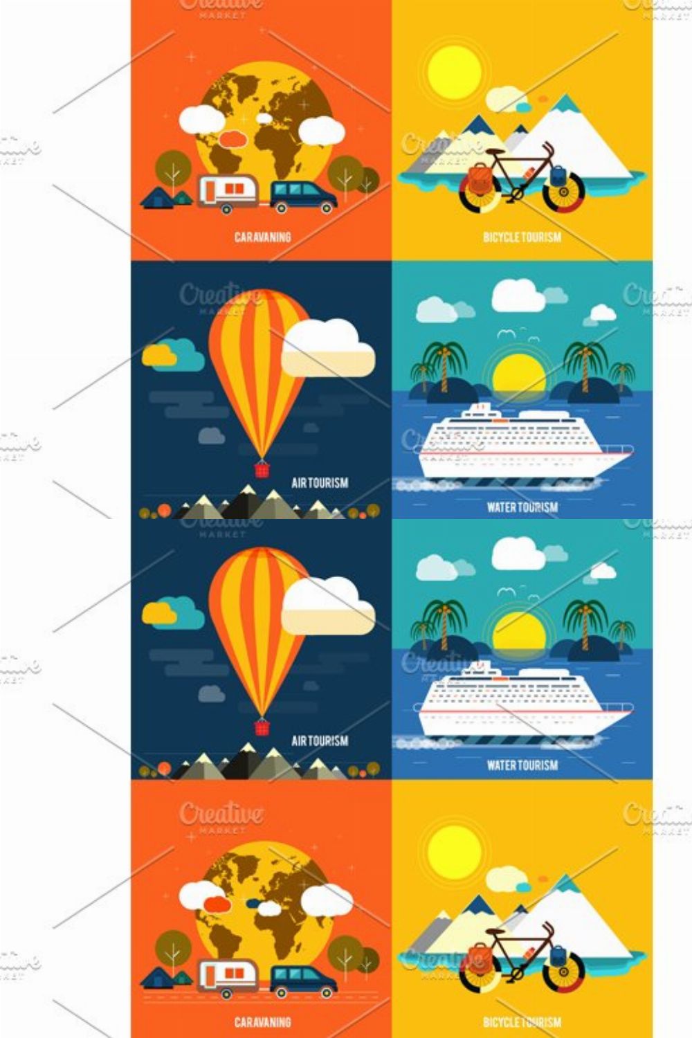 Icons set of traveling and planning pinterest preview image.