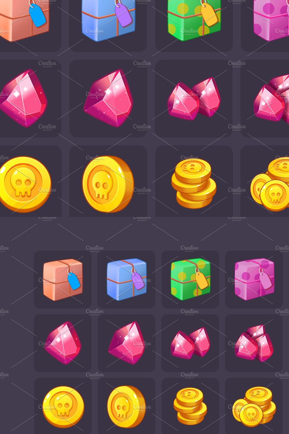 Icons_Coins_Gems_Hearts_Stars pinterest preview image.