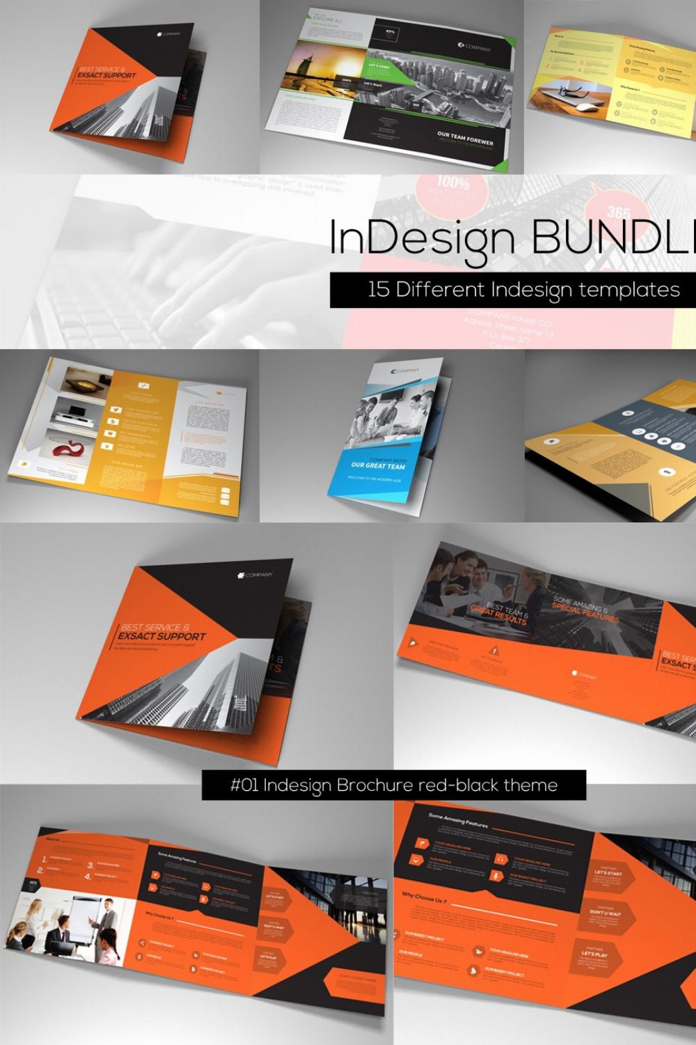 Indesign Bundle - 15 templates pinterest preview image.