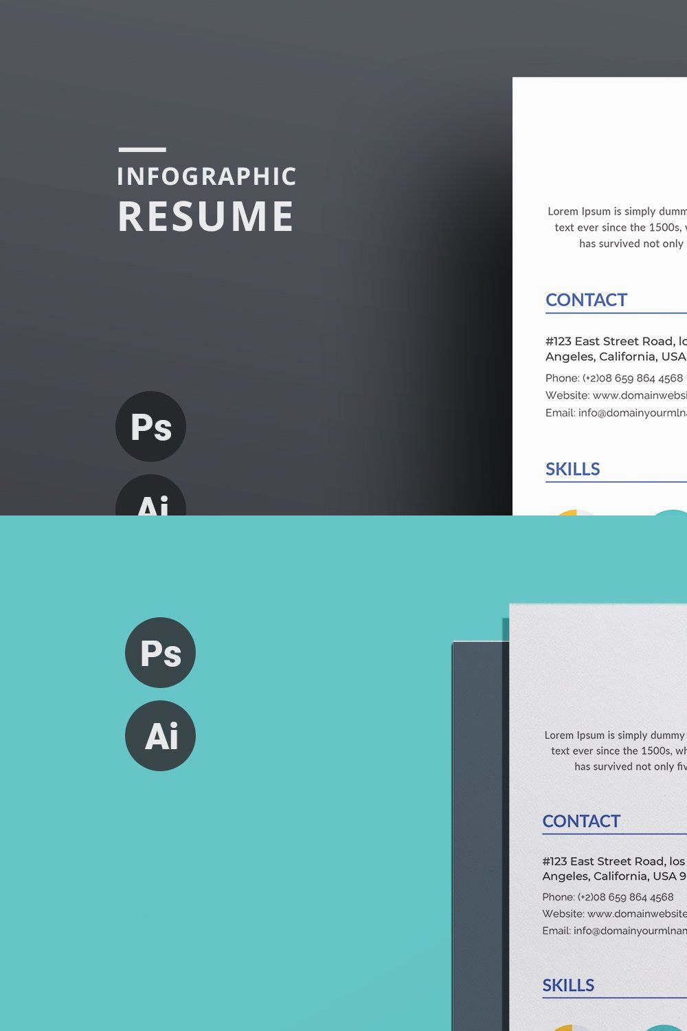 Infographic Resume/CV Template pinterest preview image.
