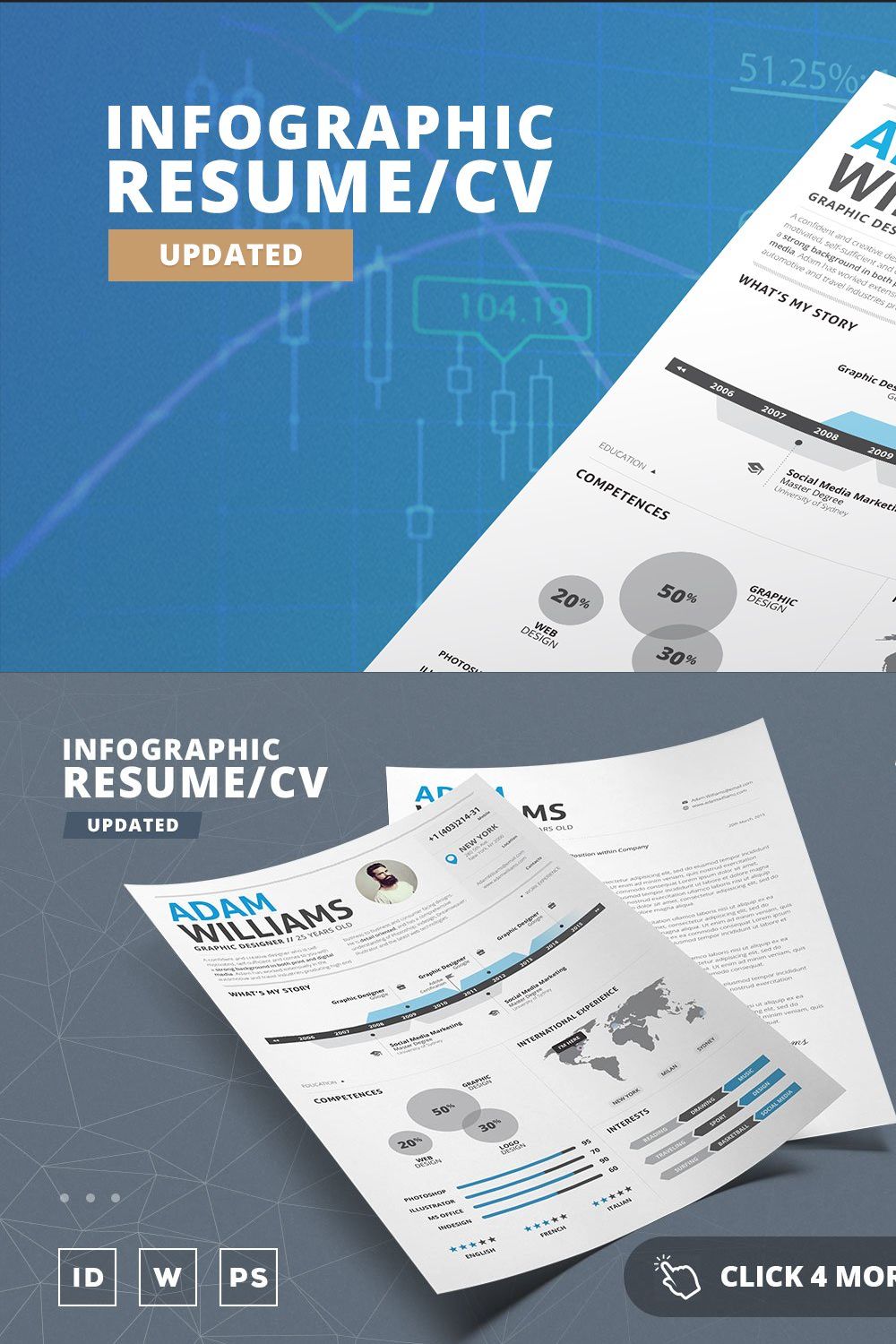 Infographic Resume/Cv Template Vol.2 pinterest preview image.
