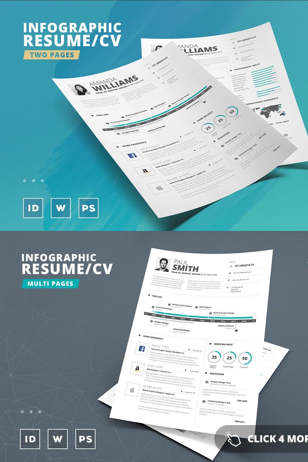 Infographic Resume/Cv Template Vol.5 pinterest preview image.