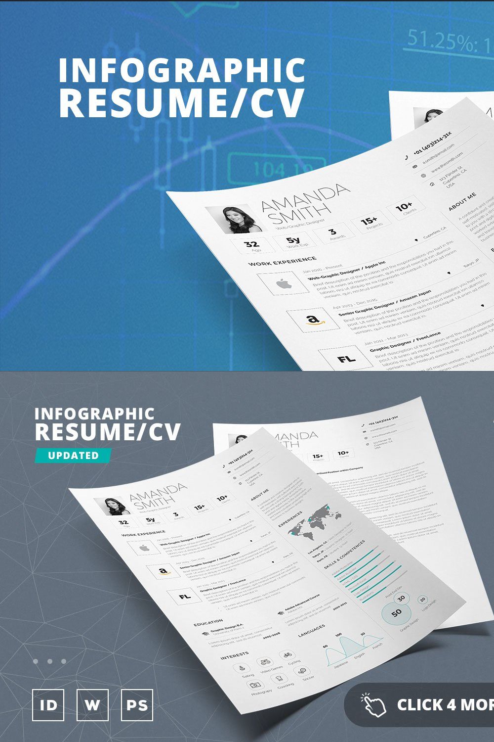 Infographic Resume/Cv Template Vol.6 pinterest preview image.