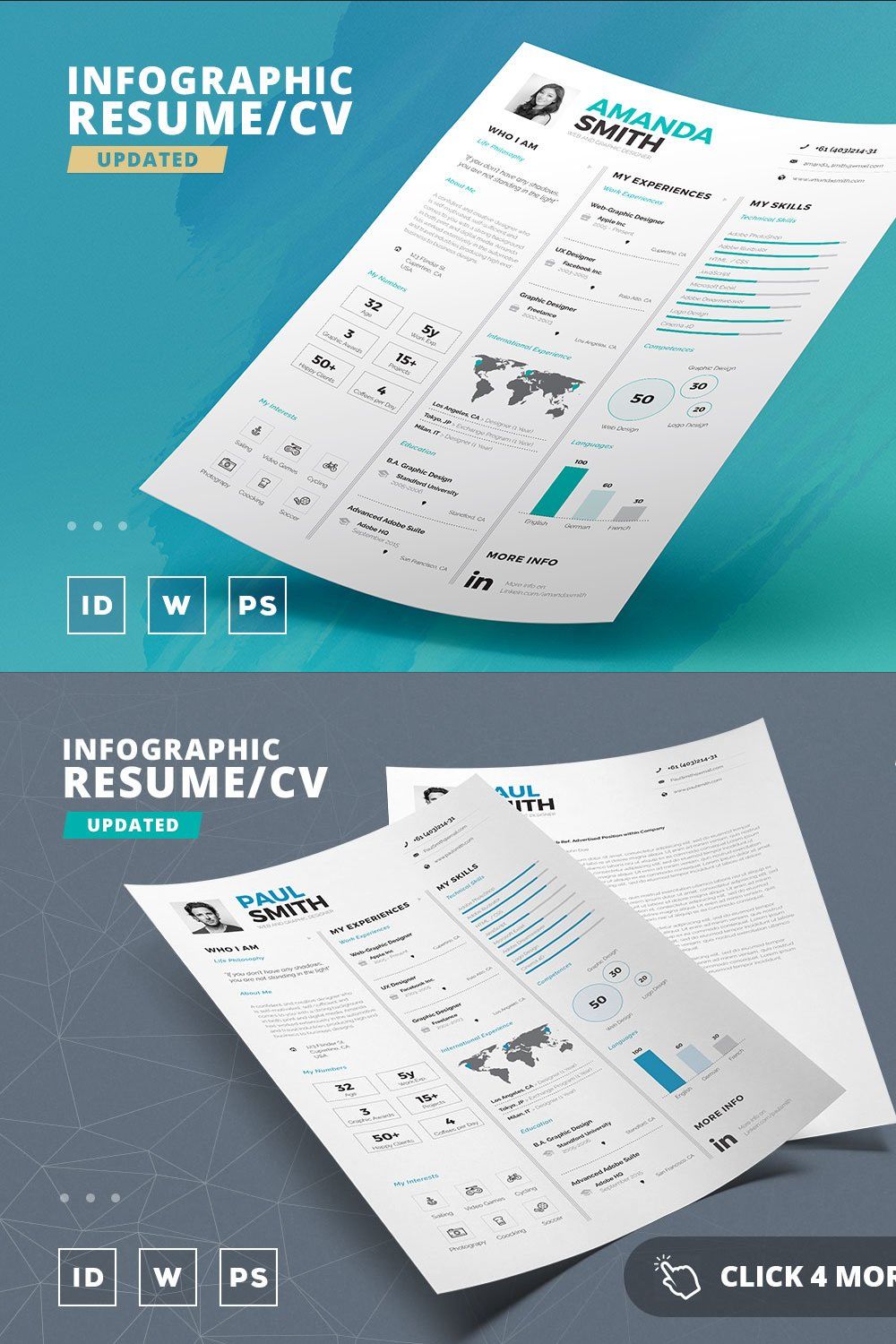 Infographic Resume/Cv Template Vol.7 pinterest preview image.