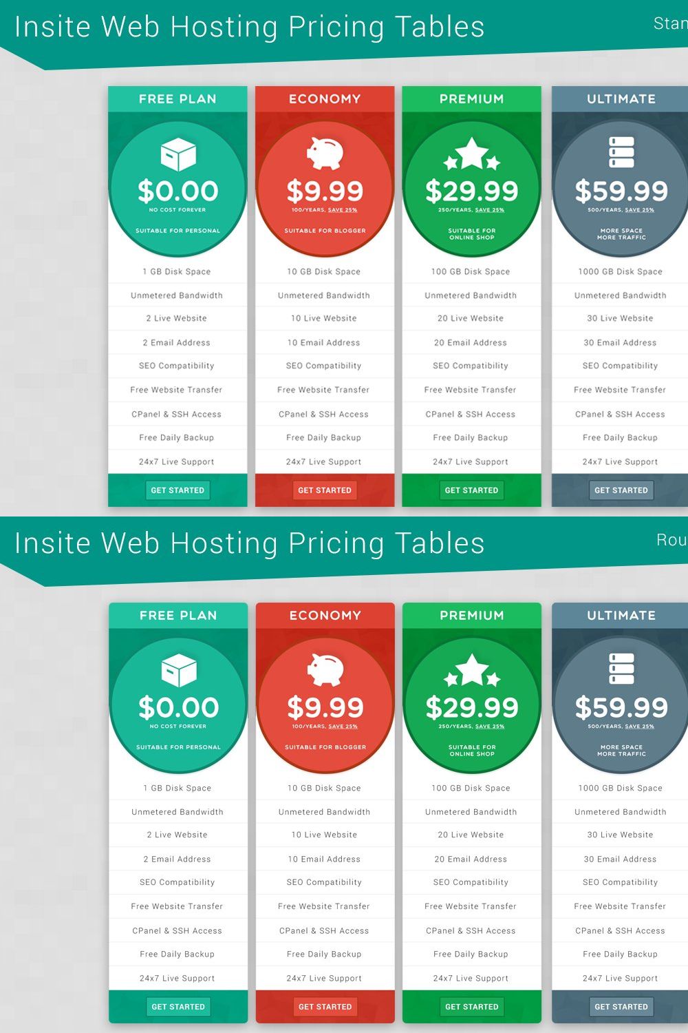 Insite Web Hosting Pricing Tables pinterest preview image.
