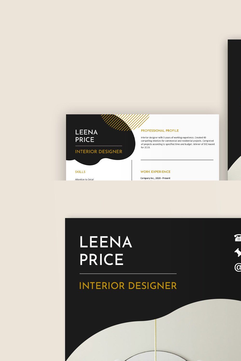 Interior Designer Resume - Portfolio pinterest preview image.