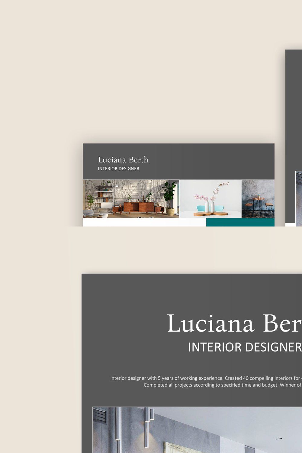 Interior Designer Resume Portfolio pinterest preview image.