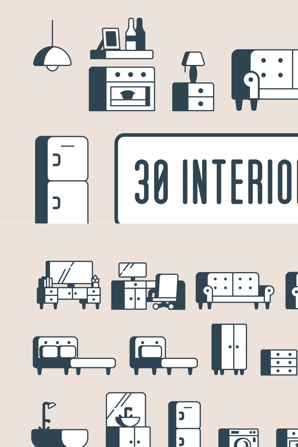 Interior Furniture Icons | 30! pinterest preview image.