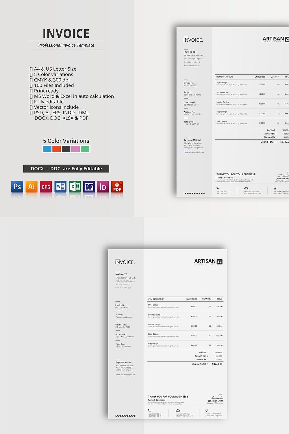 Invoice pinterest preview image.