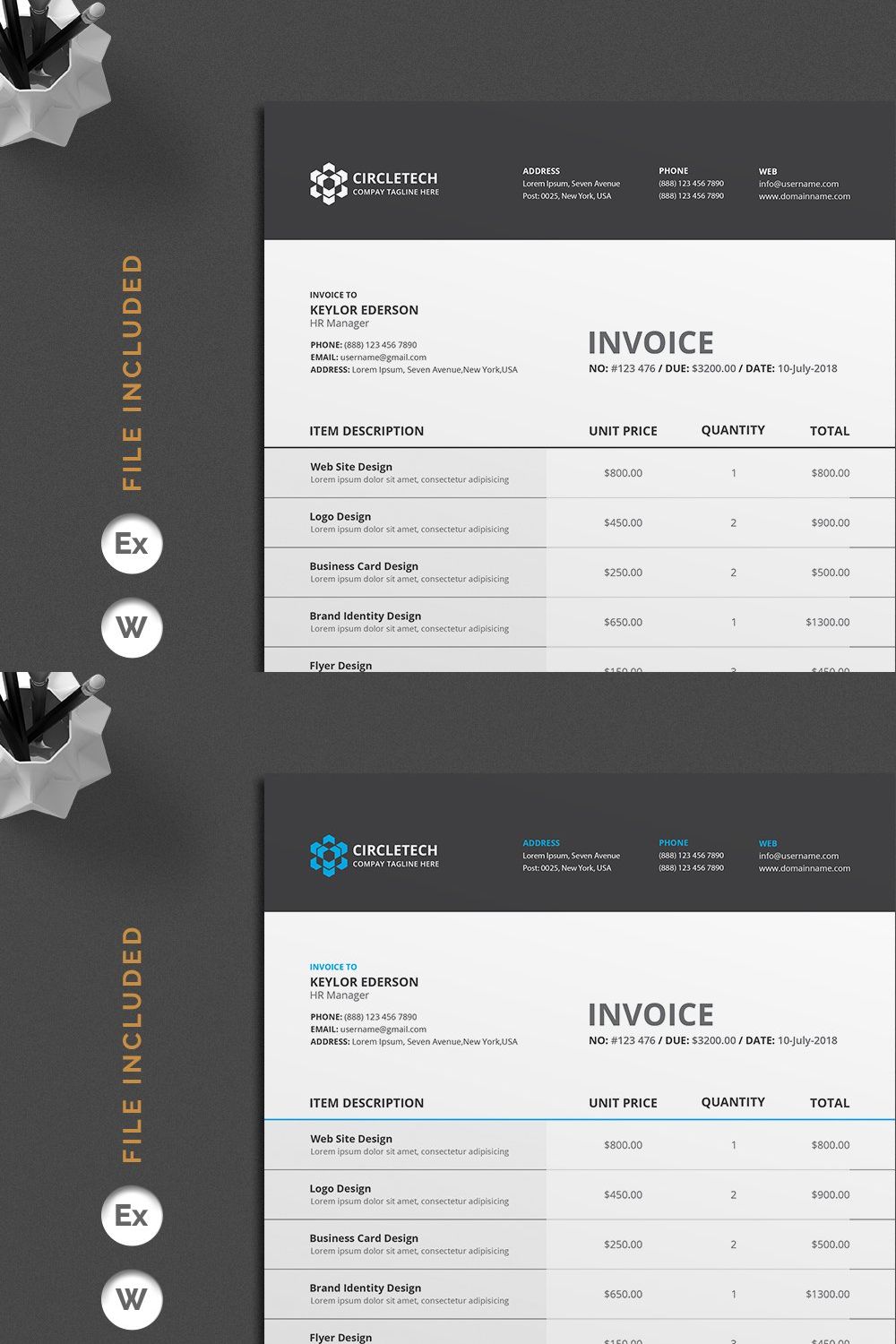 Invoice pinterest preview image.