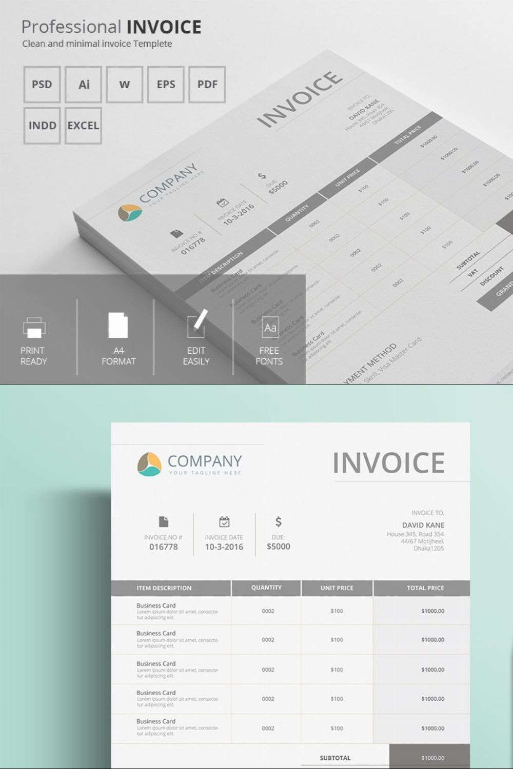 Invoice pinterest preview image.