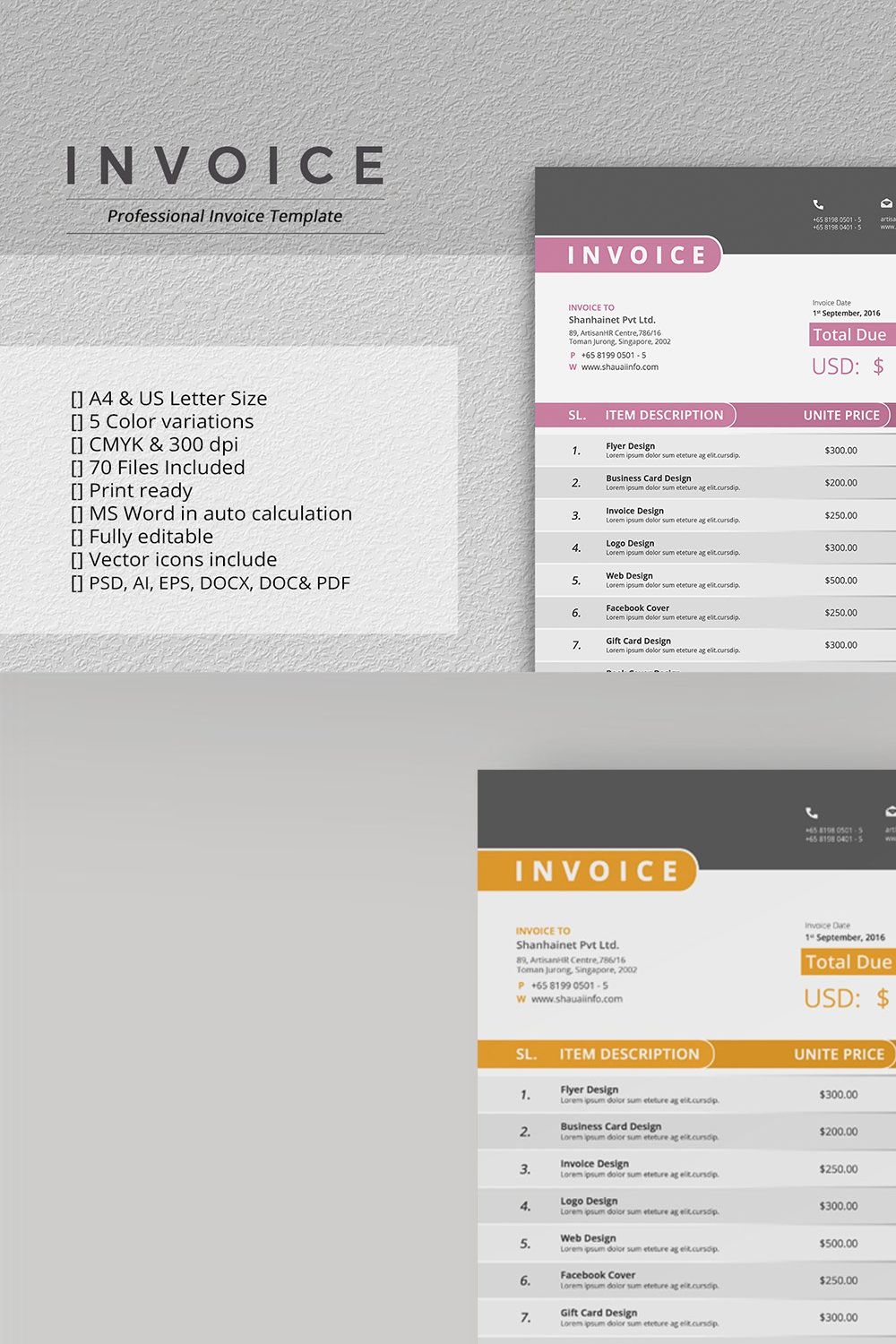 Invoice pinterest preview image.