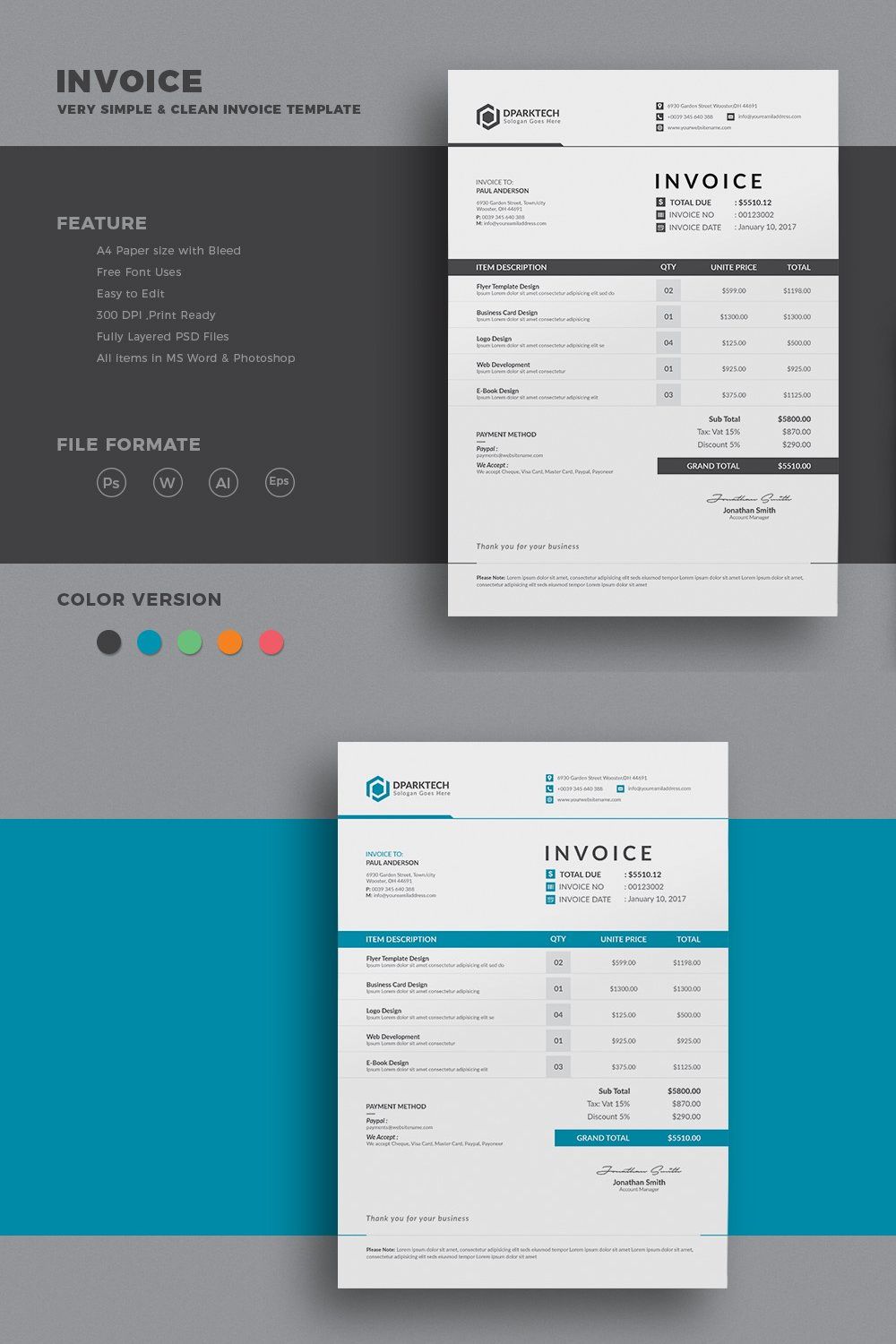 Invoice pinterest preview image.