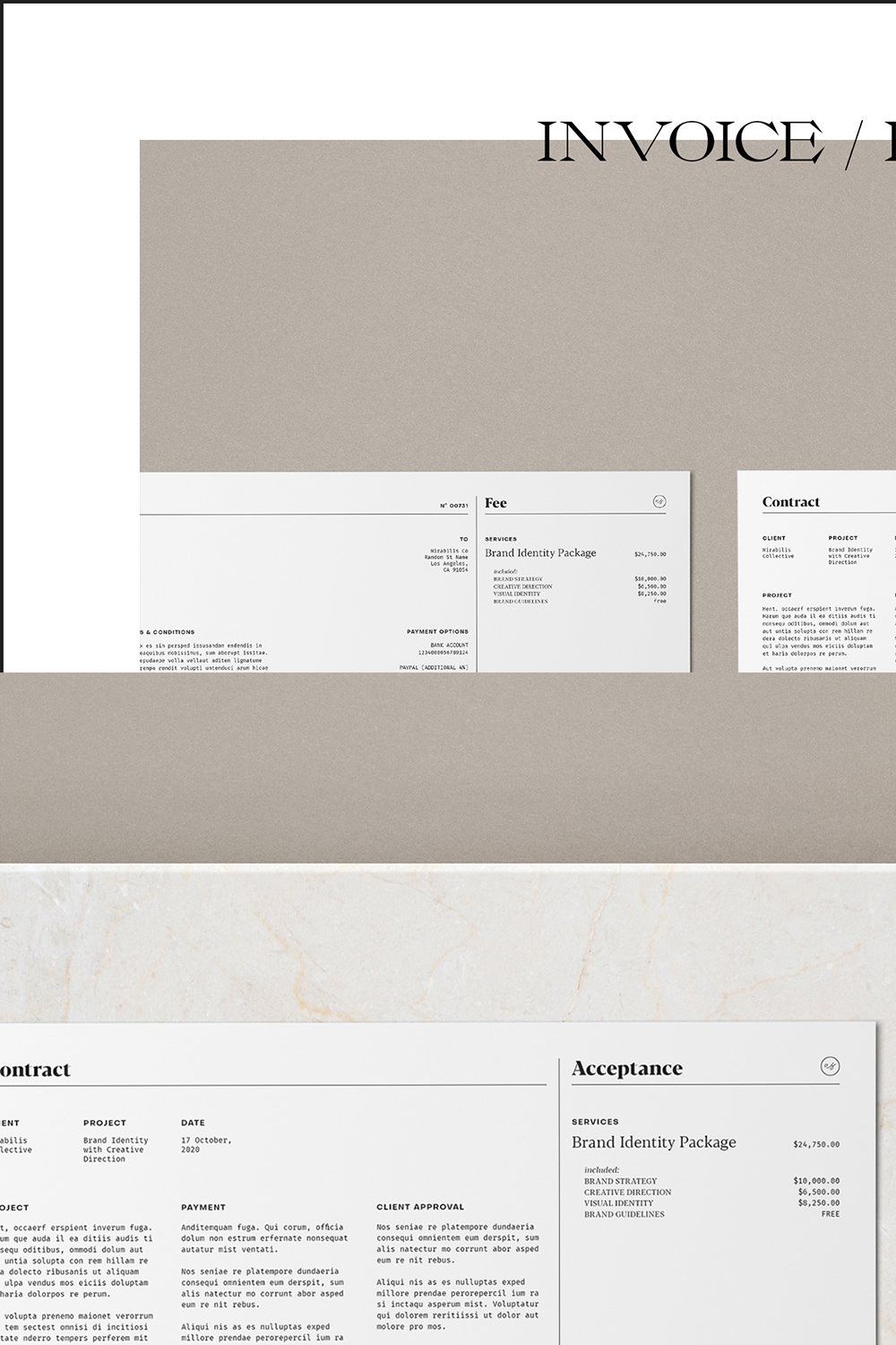 Invoice / Brief / Contract pinterest preview image.