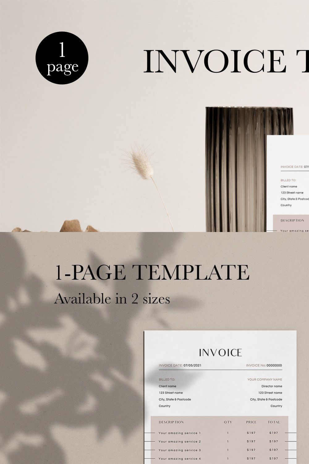 Invoice Canva Template | MADISON pinterest preview image.