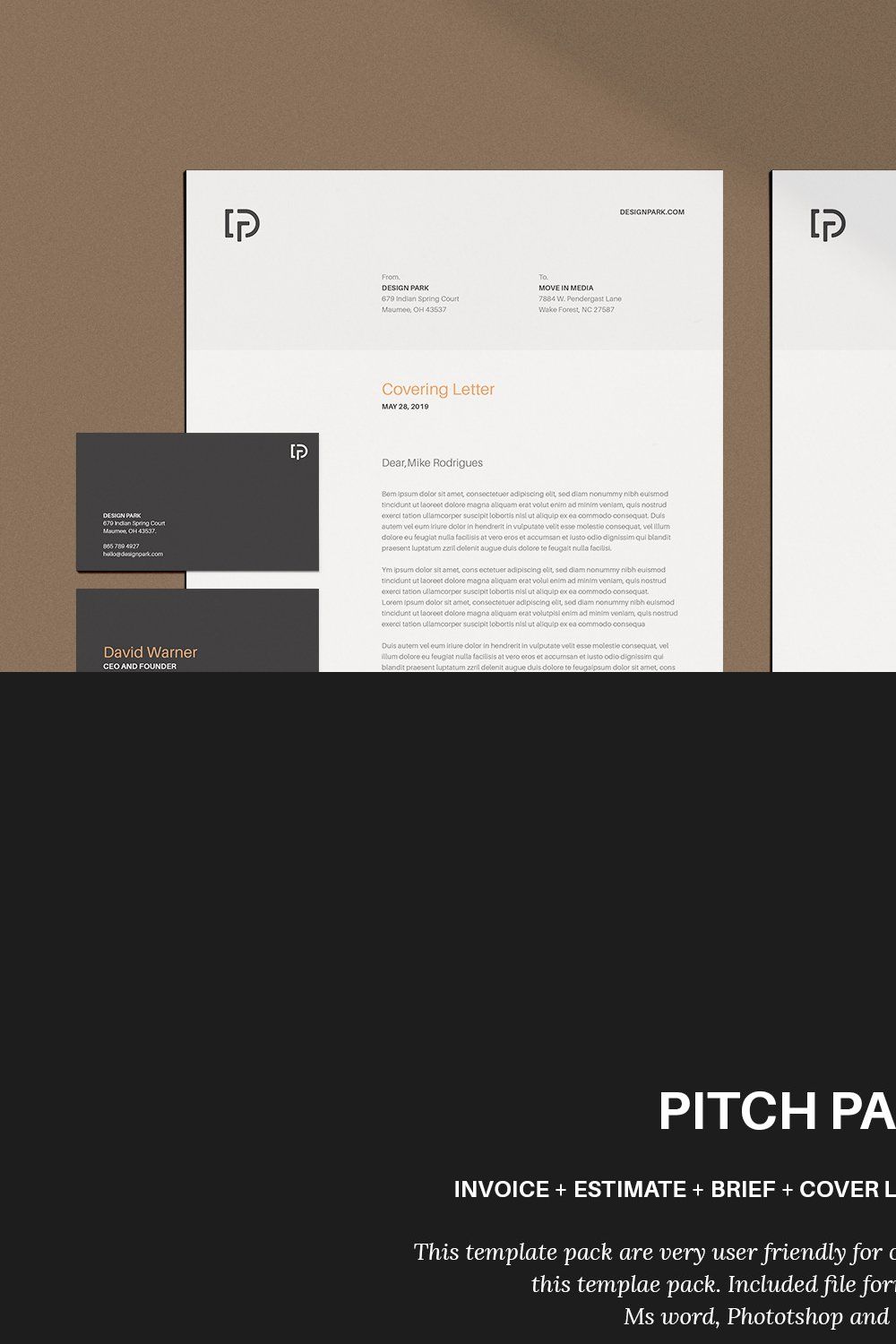 Invoice | Estimate | Business Card pinterest preview image.