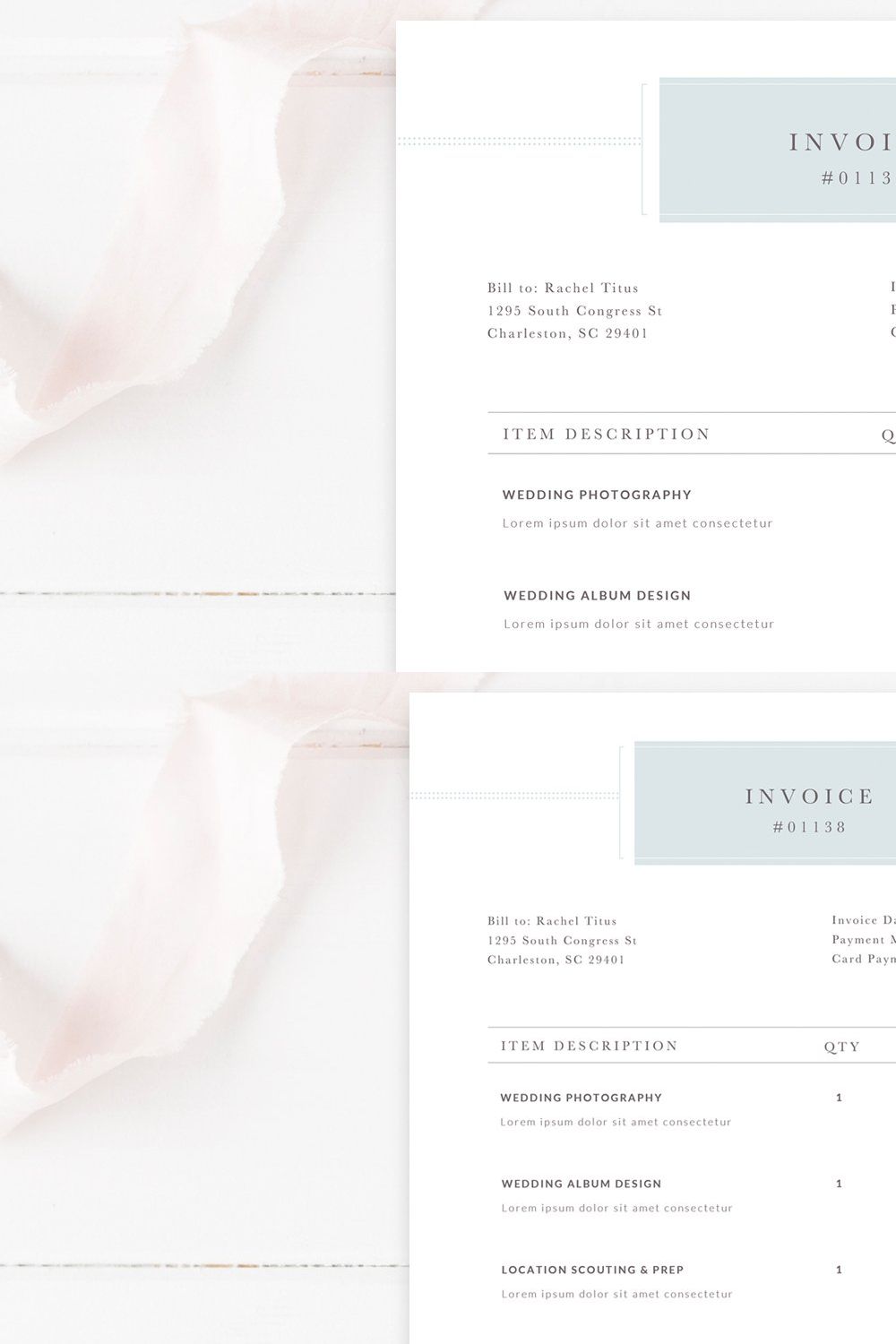 Invoice Receipt for Photographers pinterest preview image.