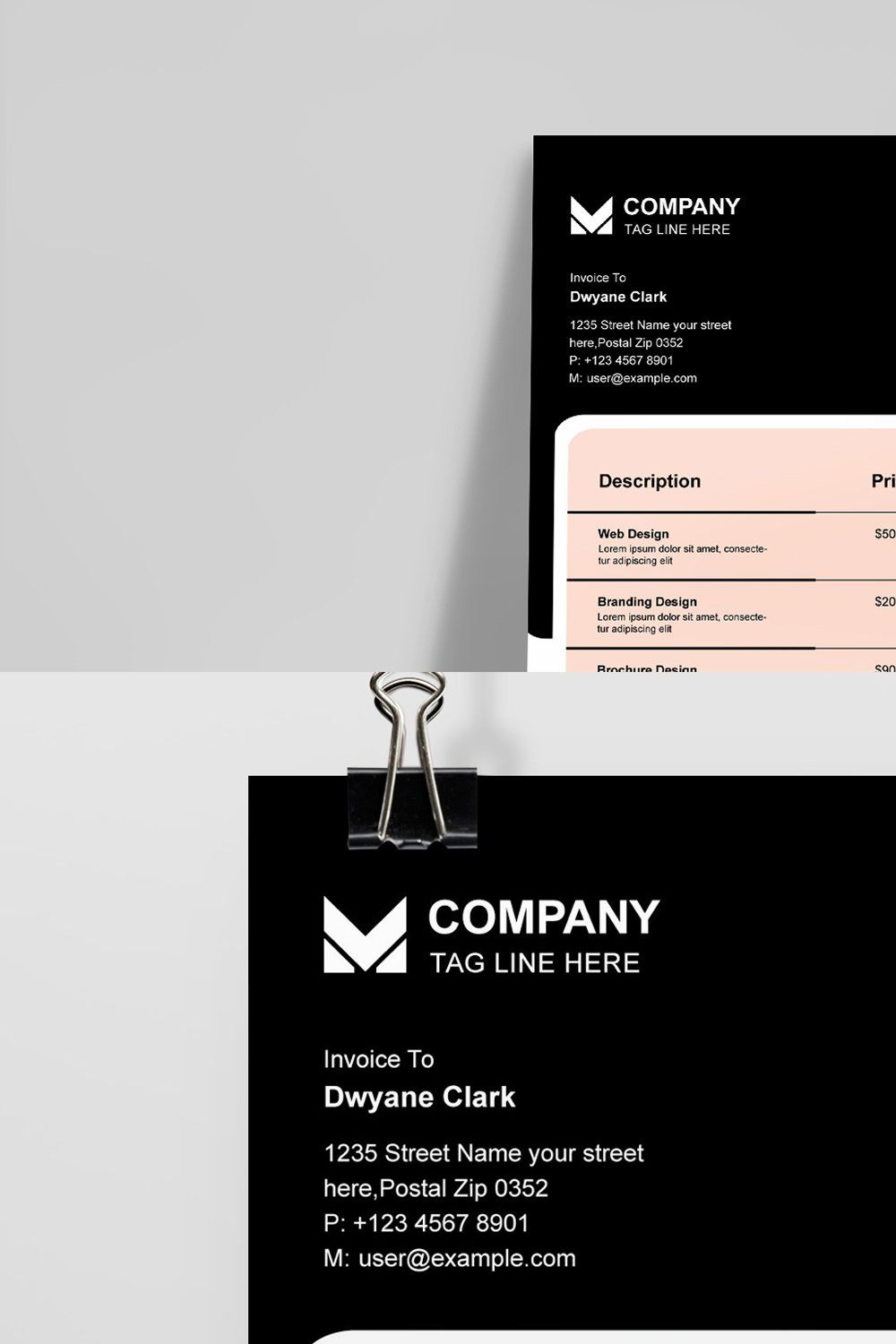 Invoice Template pinterest preview image.