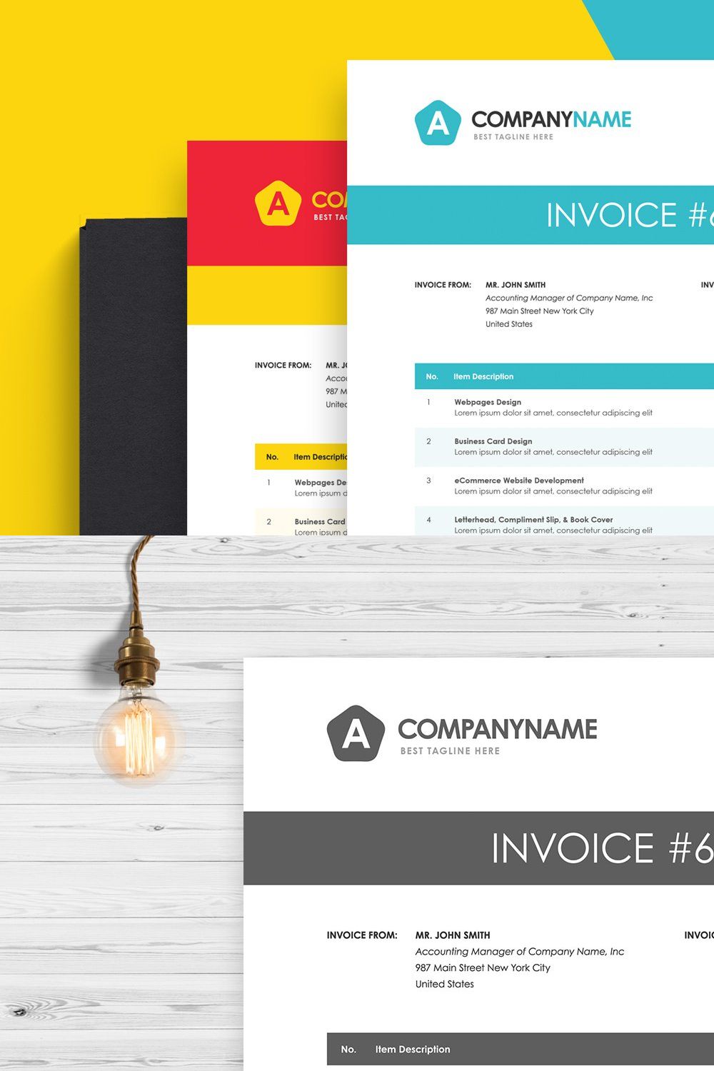Invoice Template v.18 pinterest preview image.