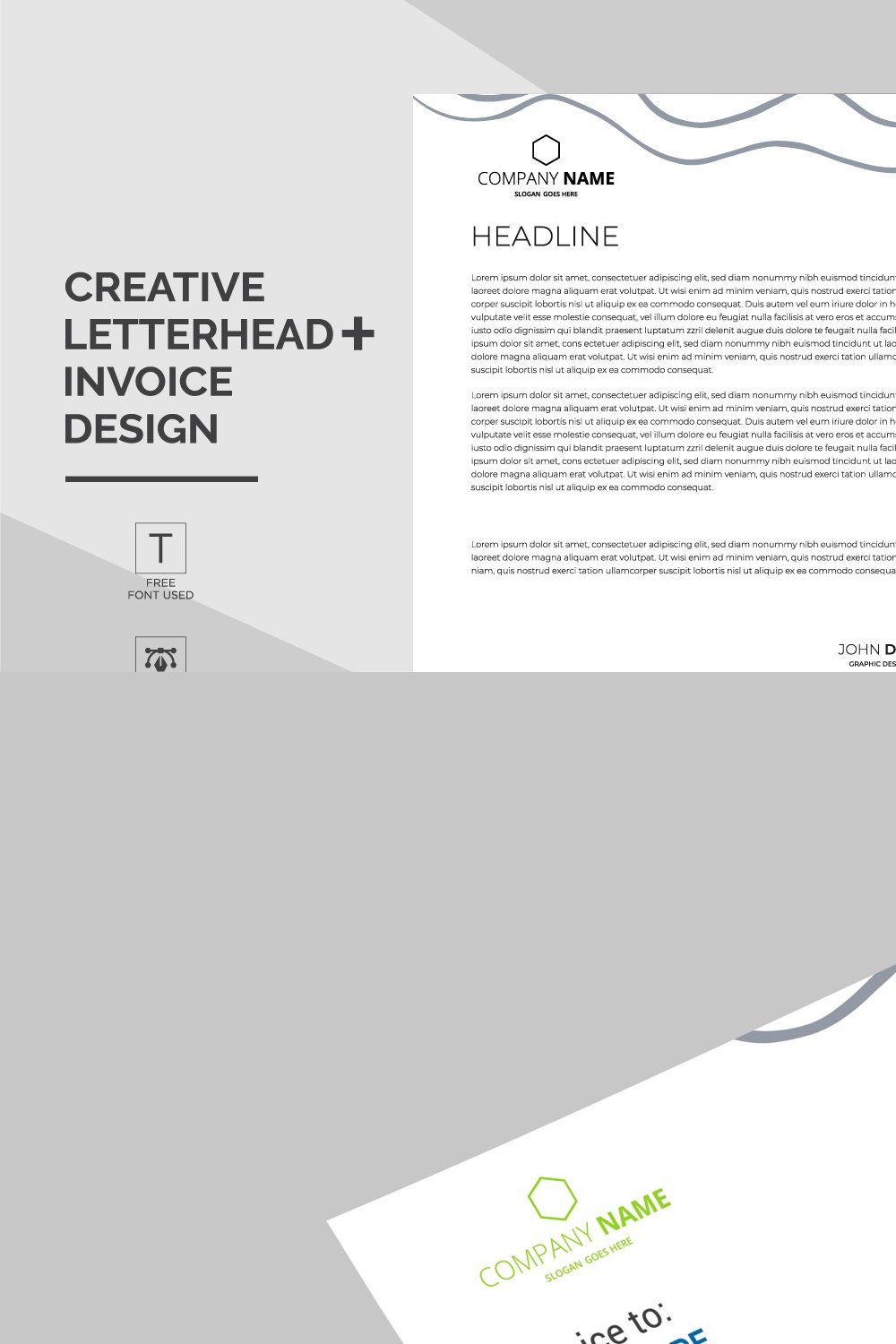 Invoice with Letterhead pinterest preview image.