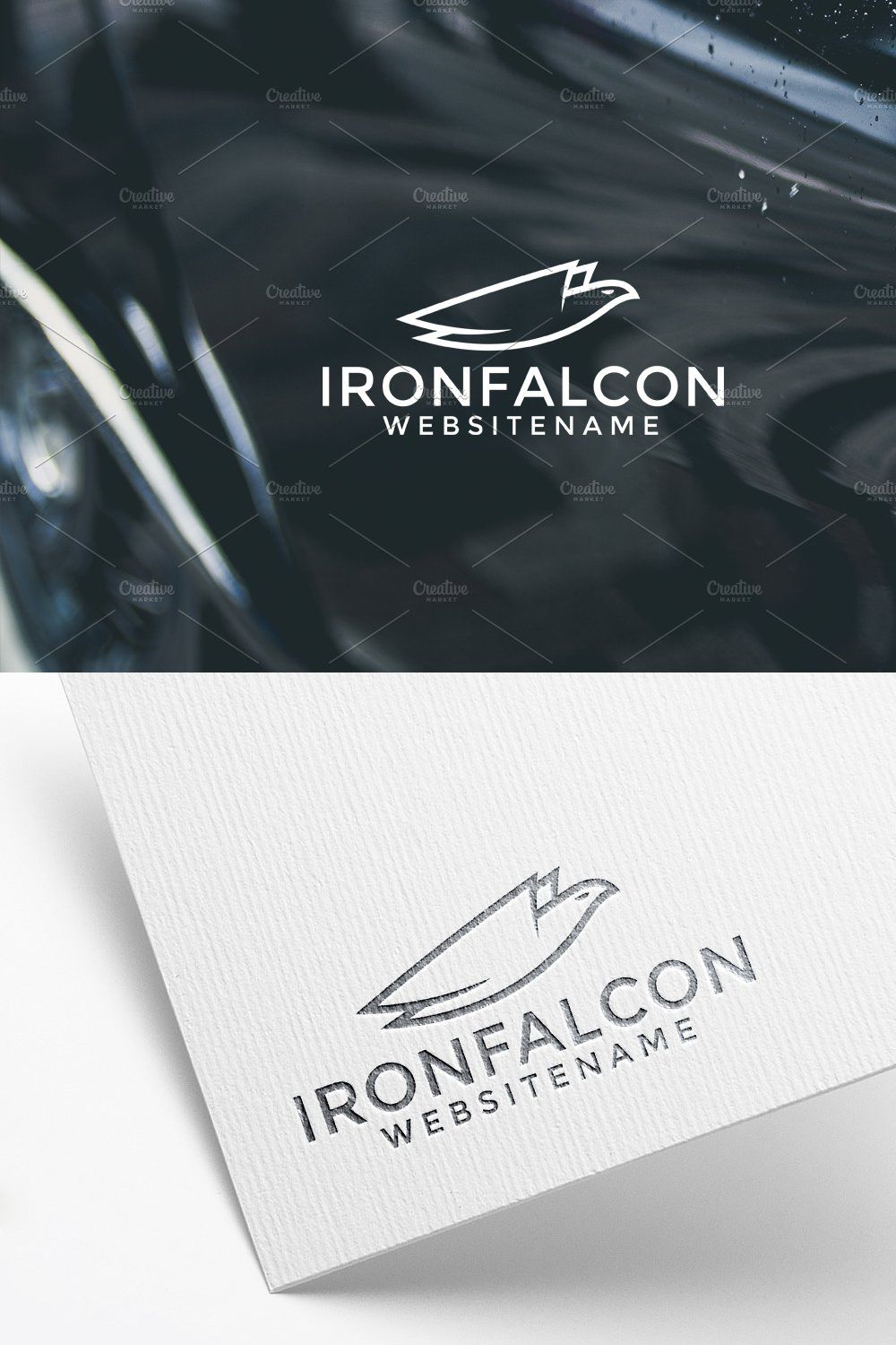 Iron Falcon Logo Template pinterest preview image.