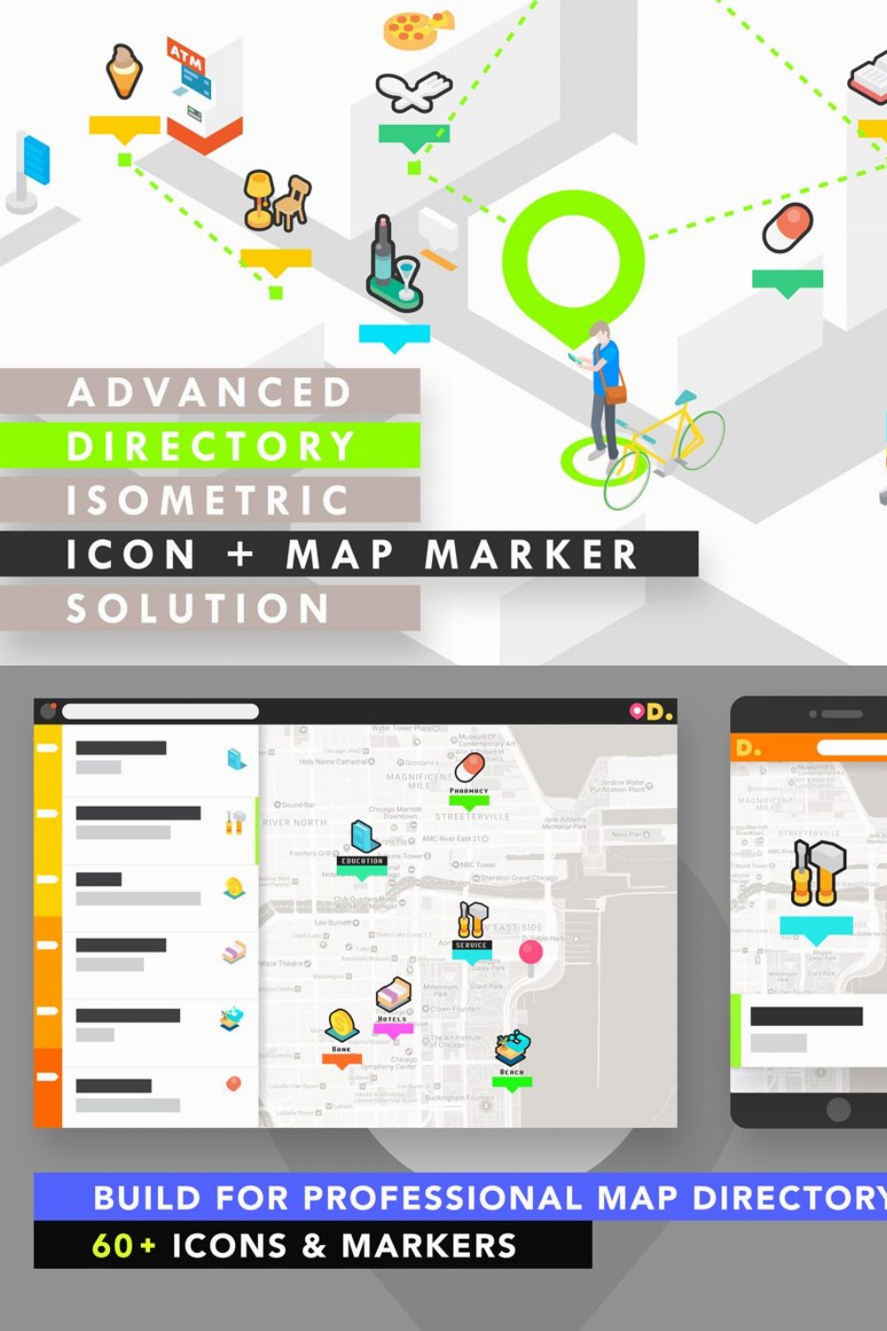 Isometric Map Icon Solution pinterest preview image.