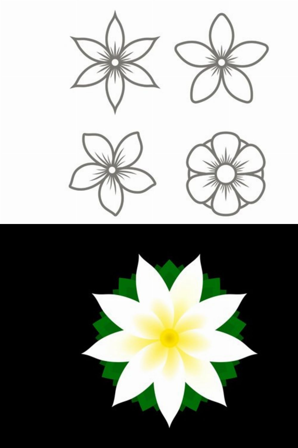 Jasmine Flower Icons Set pinterest preview image.