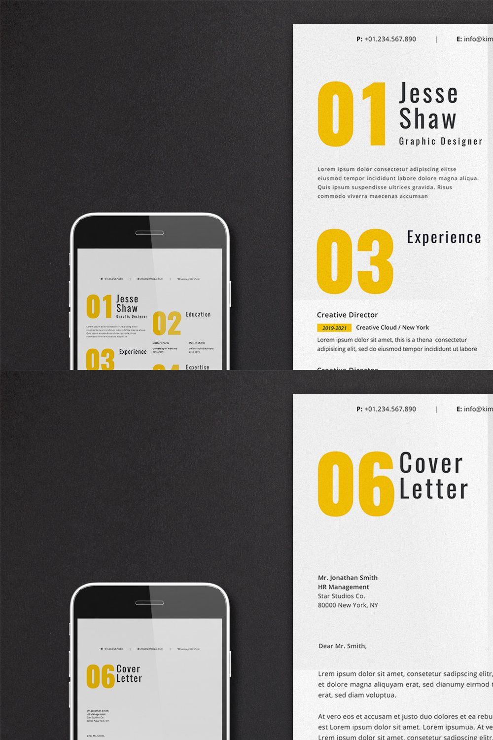 Jesse Resume Template pinterest preview image.