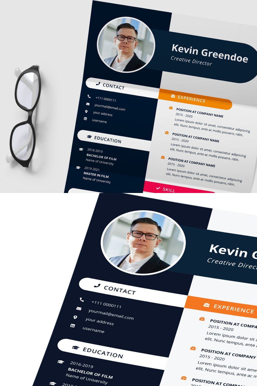 Jhony Resume Template pinterest preview image.