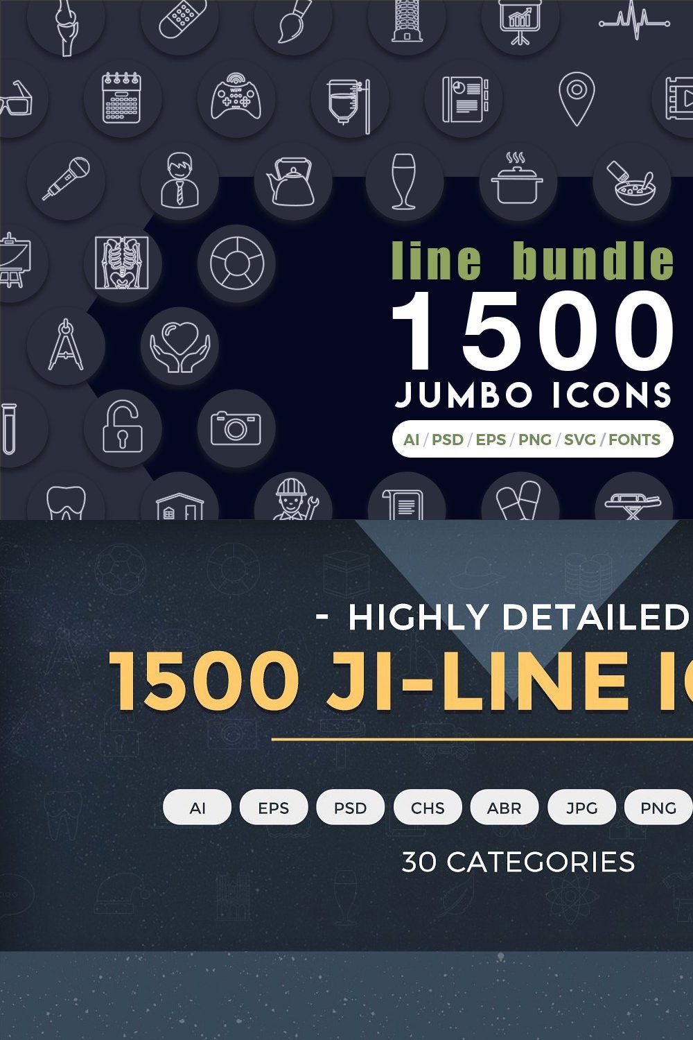 Jumbo Line Icons Pack pinterest preview image.