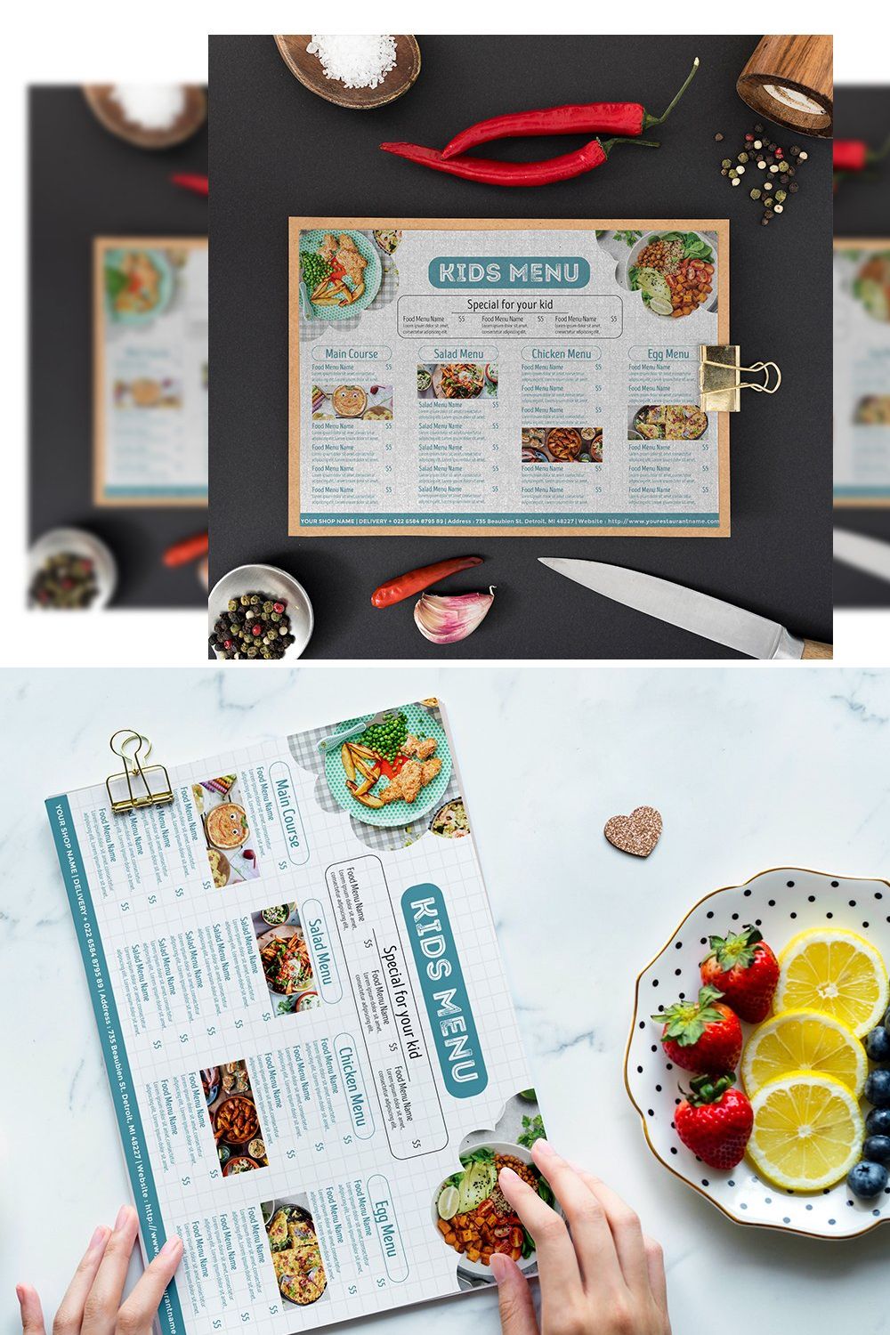 Kids Menu pinterest preview image.